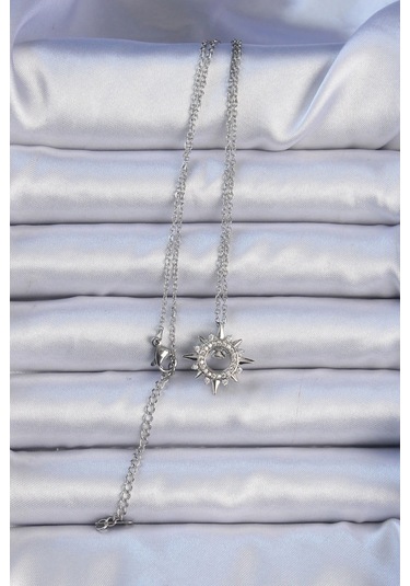 Dodes Dodes 316l Çelik Zincir Gümüş Renk Zirkon Taşlı Parlayan Yıldız Kolye Tg27bko9084 Çok Renkli