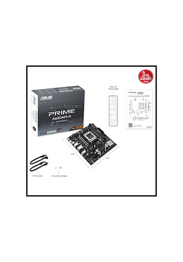 Asus Prıme A620am-k, 2xddr5, 1x M.2, Dp, Hdmı, Am5 Soket Anakart