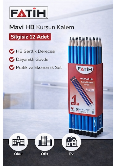 Fatih Mercanlı 12010 Hb Kurşun Kalem 12 Adet Siyah