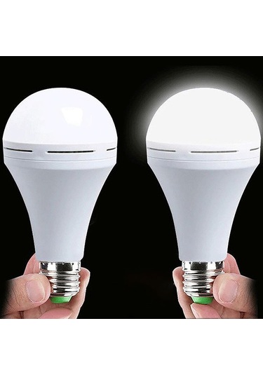 2 Adet Elektrik Kesilince De Çalışan 9 Watt Led Ampul, Kendini Şarj Eden E27 Duy Kaliteli Led Ampul