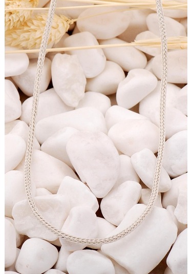 Kazaziye Işlemeli 50 Cm Gümüş Zincir Kolye 7391 524956012