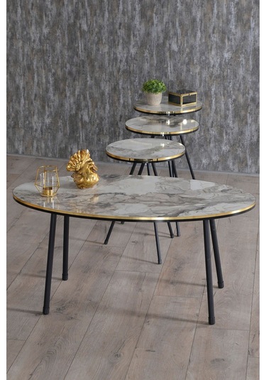 Orta Sehpa Kr Siyah Tel Ayak Çift Altın Efes Çok Renkli