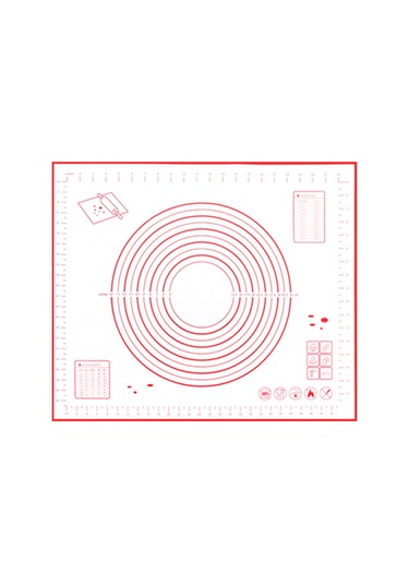 Konesam Kırmızı 50x40cm Ölçülü Silikon Hamur Hazırlama Matı - Fırın Ve Barbekü İçin Tekrarlı Kullanımlı Pastacılık Aracı Kırmızı