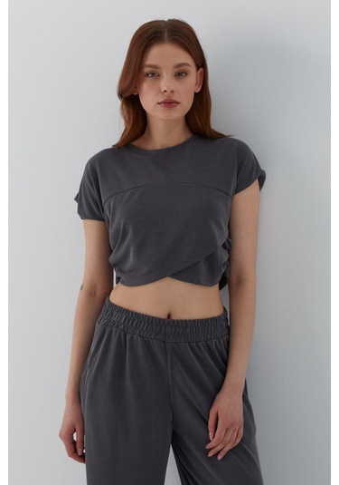Asimetrik Kesim Croplu Takım Antrasit Antrasit