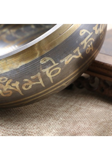 Vkemall El Yapımı Buda Tibet Vurulmuş Kase Ritüel Müzik Terapisi Bakır Çan Tib-altın-26