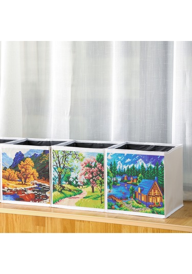 Moveevo Dıy Pano Ve El Yapımı Taş Boyama İle Katlanabilir Dekoratif Saklama Kutusu, Kristal Taşlar Ve Araç Seti İle Snh101 Çok Renkli