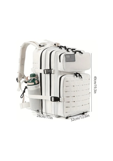 Dashanshop Beyaz Large Outdoor Backpack Dayanıklı Büyük Kapasiteli Outdoor Sırt Çantası Ayarlanabilir Askı Fermuarlı Çok Bölmeli Altın