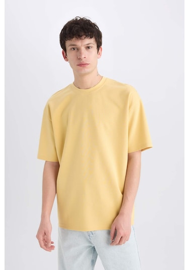 Defacto Oversize Geniş Kalıp Ütü Gerektirmeyen Bisiklet Yaka Kısa Kollu Basic Düz Ağır Kumaş Tişört X3926az25spyl506 Sarı Defacto Oversize Geniş Kalıp Ütü Gerektirmeyen Bisiklet Yaka Kısa Kollu Basic Düz Ağır Kumaş Tişört X3926az25spyl506 Sarı