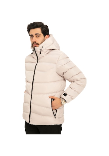 Erkek Taş İçi Polarlı Kapüşonlu Su Geçirmez Rüzgara Dayanıklı Şişme Kışlık Mont & Kaban & Parka Taş