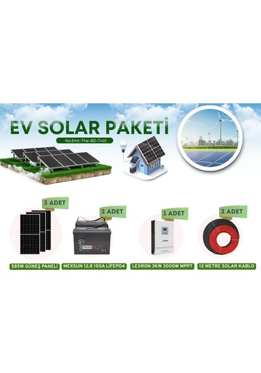 3000 Watt 3kw Akıllı Ev Güneş Paneli Hazır Sistem Bahçe Yayla Karavan Villa Paketi