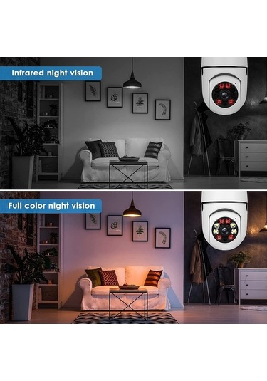 Flybuy 360 Derece Ampul Kamera Wifi İç Mekan, 2.4/5ghz Ve 5ghz Wifi Ampul Kamera, 1080p Ampul Kamera Tam Renkli Güvenlik Kam