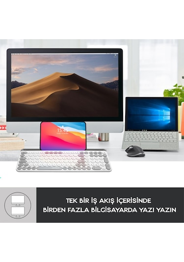 EKW-28 2.4G+Bluetooth BT1+BT2 Çoklu Cihaz Bağlantılı Ulta İnce Q (Mac-Wın-Ios-Android) Kablosuz Klavye