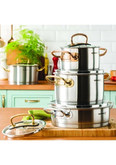 A1148 Proline 8 Parça Gold Tencere Seti