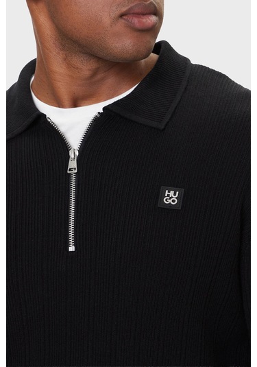 Hugo Erkek Polo Yaka Sweat 50524556 001 Siyah Siyah