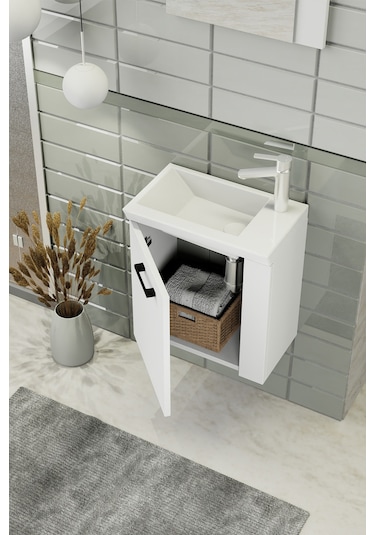 Biani Minila 45 cm Banyo Dolabı,Seramik Lavabolu, Aynalı,Lavabo Dahil,Mdf,Mat Beyaz Biani Minila 45 cm Banyo Dolabı,Seramik Lavabolu, Aynalı,Lavabo Dahil,Mdf,Mat Beyaz