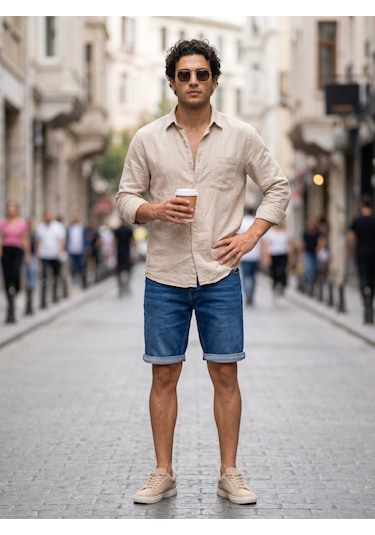 Kaizer Jeans Mavi Erkek Kot Şort Denim