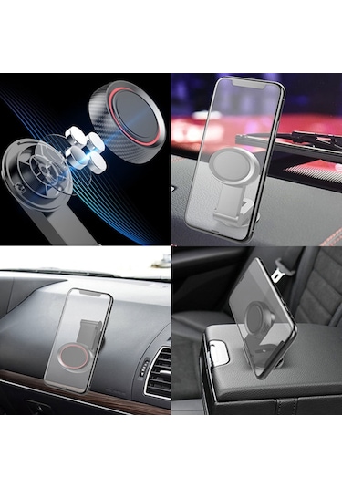 Karbon Desenli Torpido Üstü Mıknatıslı Telefon Tutacağı / Syte176