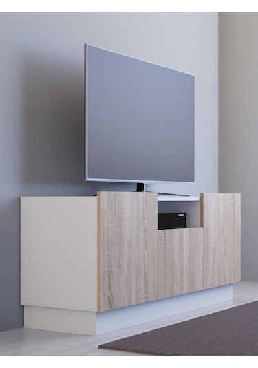 Detamob Lora Tv Ünitesi, Tv Sehpası, Beyaz/sonoma & Karbon Gri/sonoma Beyaz