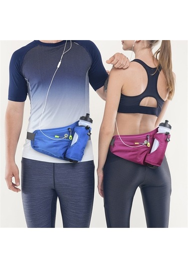 Butu Yürüyüş Fanny Paketi Su Şişesi Tutucu Bisiklet Bel Çantası - Siyah