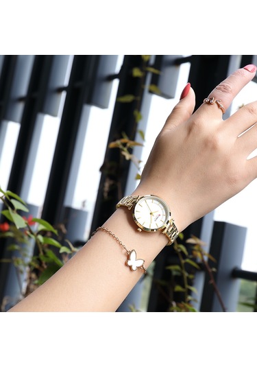 Yunboo Curren Kadın Kol Saati 9054 - Klasik Tasarım, Kuvars Cam, 30m Su Geçirmez, Quartz Hareket, Beyaz Kasa Ve Kordon Çok Renkli