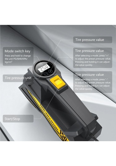 Jialan Kablolu Taşınabilir Araba Hava Pompası Yükseltilmiş 12v