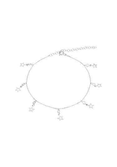 Brezza Lusso Jewelry Yıldızlı Model Zirkon Taşlı Sallantılı Gümüş Kadın Ayak Halhal Gümüş