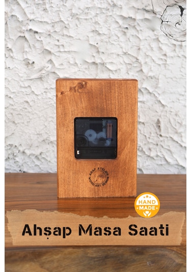 El Yapımı Ihlamur Ağacı Ahşap Dekoratif Masa Saati
