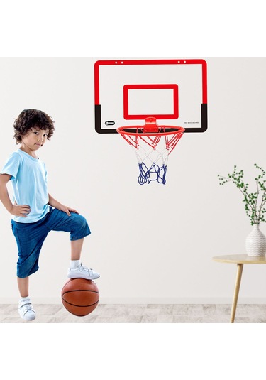 Ranyeek Çocuklar İçin Pvc Minik Basketbol Seti - 40x26cm Duvar/daire Montajlı, 11cm Top, Pompa Ve Halka İle - Spor Becerileri Geliştirici Oyun