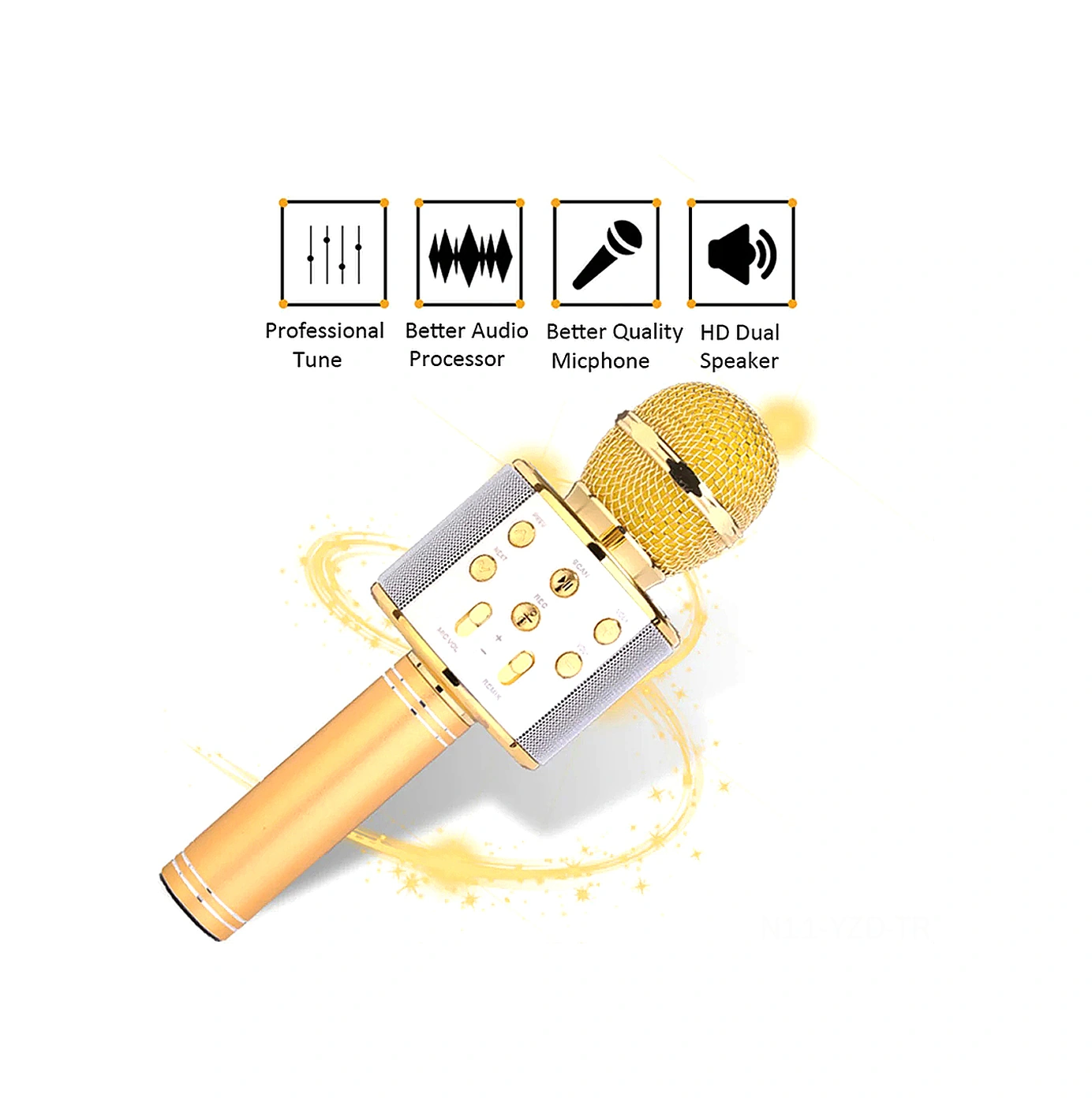 Yuntech01 Altın Bt Kablosuz Mikrofon Ve Hoparlör Combo, Üç Katmanlı Gürültü Azaltma, Tf Kart Desteği, Çoklu Cihazla Uyumlu, Profesyonel Karaoke Deneyimi