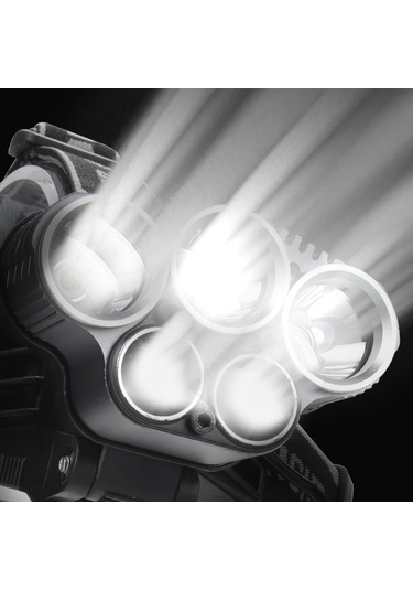 Shineyee Usb Şarjlı 6 Modlu 5 Led Güçlü Fenerli Outdoor Kafa Lambası - Ergonomik 3t6+2xpe Beyaz Işık, 2 5000mah Pil Ve Usb Kablosu Dahil Çok Renkli