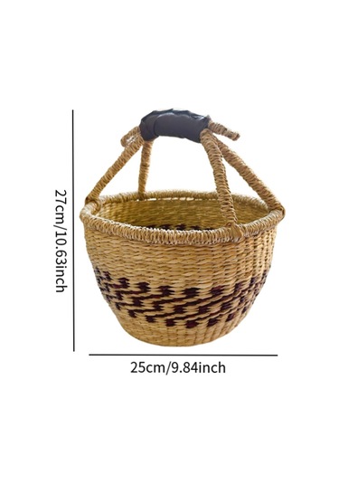 Homyl El Dokuması Piknik Sepeti Açık Seyahat Pazarı Için Kahverengi