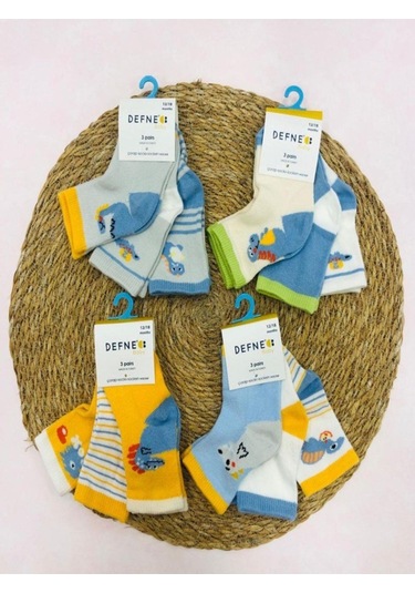 3-4 Yaş Aylık 12'li Erkek Bebek Çocuk Pamuklu Çorap-691 ÇoK Renkli