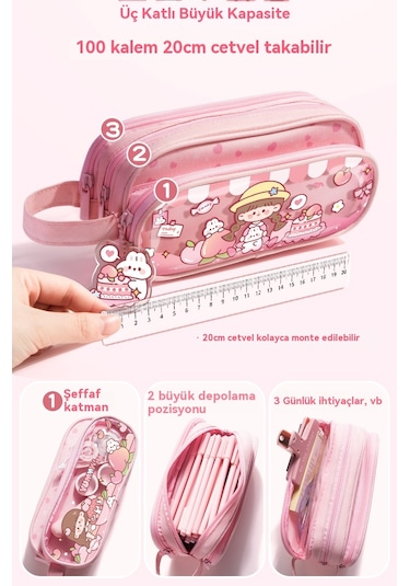 Sürme Öğrenciçok Fonksiyonlu Çiftçi Katmanlıkırtasiye Çantası Tatlıhavalı Nini Mor