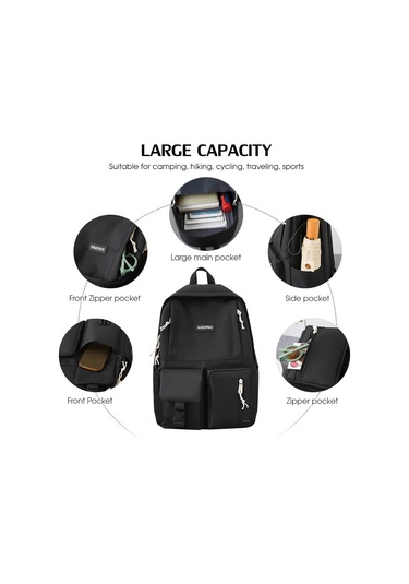 4 Adet Tuval Sırt Çantası Combo Set Crossbody Çanta Mor Mor