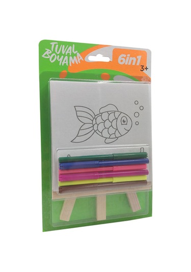 Mini Tuval Boyama Seti 1 Şövale+6 Tuval+6 Keçeli Kalem-red Castle St-01