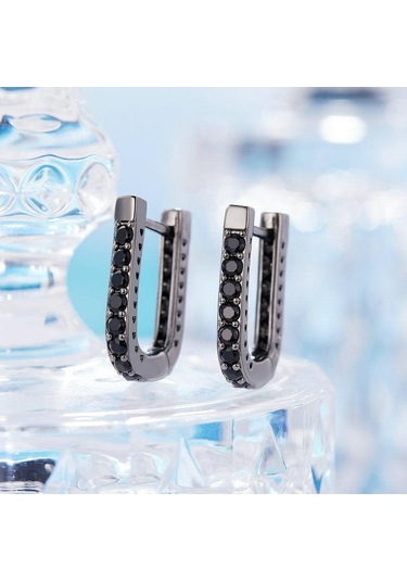 Bamoer 925 Ayar Gümüş Klasik U Şeklinde Kulak Tokaları Küpe Kadın Parlayan Zirkon Küpe Güzel Takı Hediye M