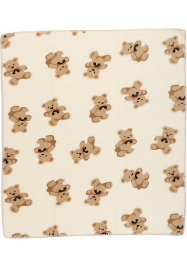 Ayı Desenli Velsoft Battaniye Ekru