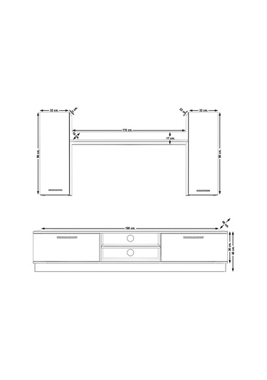 Decoraktiv Eko 5db Mdf Dvd Tv Ünitesi Tv Sehpası Beyaz