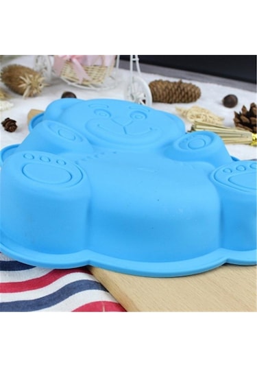 Mavi 3d Ayı Kek Kalıbı Silikon Jöle Fondan Kalıp Çerez Tava Tatlı Kalıp