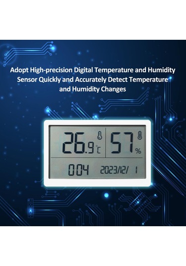 Teltree Ev İçi Evcil Kullanıma Yüksek Hassasiyetli Beyaz Elektronik Lcd Ekranlı Sıcaklık Ve Nem Ölçer - Cr2032 Pil İle Gönderilir