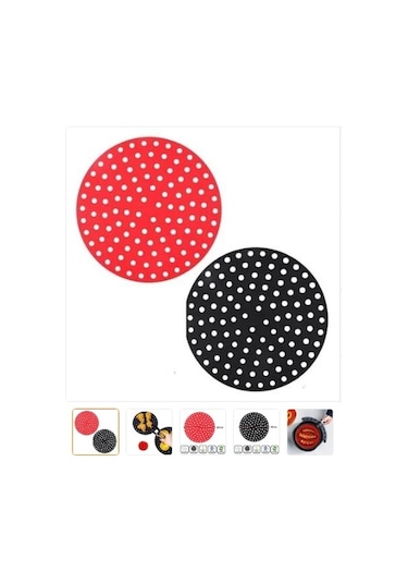 Buffer Airfryer Yuvarlak Model Pişirme Matı Kırmızı 20cm Kırmızı