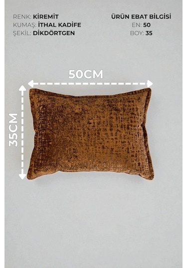 Kırlent İthal Kadife Kumaş - 35x50cm Yumuşak Dokulu Dekoratif Özel Tasarım Kırlent Kılıfı Kiremit