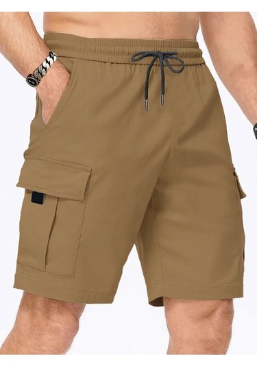 Erkek Kargo Şort - Çok Cep, Elastik Kemer, Yaz Ve Spor Kullanımı Gökyüzü Mavi