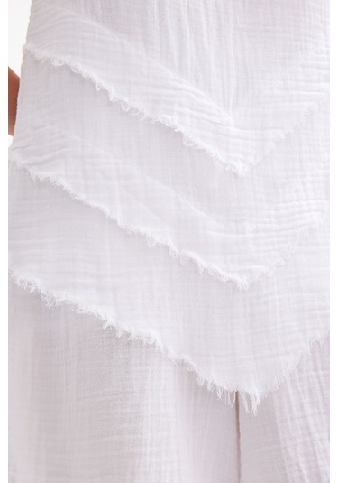 Pamuk Müslin Üçgen Bluz - Şık Ve Rahat Yaz Tasarımı Beyaz