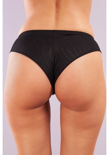 Golshan Gala Mini Slip, Kadın Dantelli Siyah Külot Çok Renkli