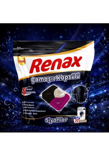 Renax Çamaşır Kapsülü 30 Yıkama 5 Faktör Siyahlar