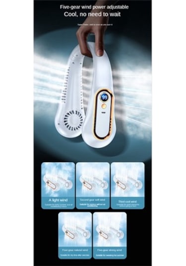 Usb Şarj Elektrikli Fan Asılı Kablosuz Boyun Fan Taşınabilir Hava Soğutucu Elektrikli Fanlar Bladeless Şarj Edilebilir Dilsiz Fanlar, C 9499 Renkli