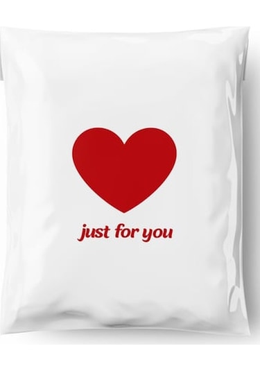 Just For You Baskılı Beyaz Cepsiz Kargo Poşeti 100 Adet 35 x 45 x 5 CM