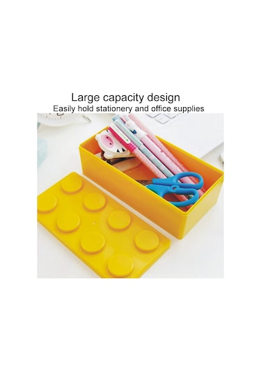 Sones Ev Tipi İstiflenebilir Yapı Taşı Düzenleyici Öğrenci Masaüstü Plastik Saklama Kutusu, Model: Kare Sarı Diğer
