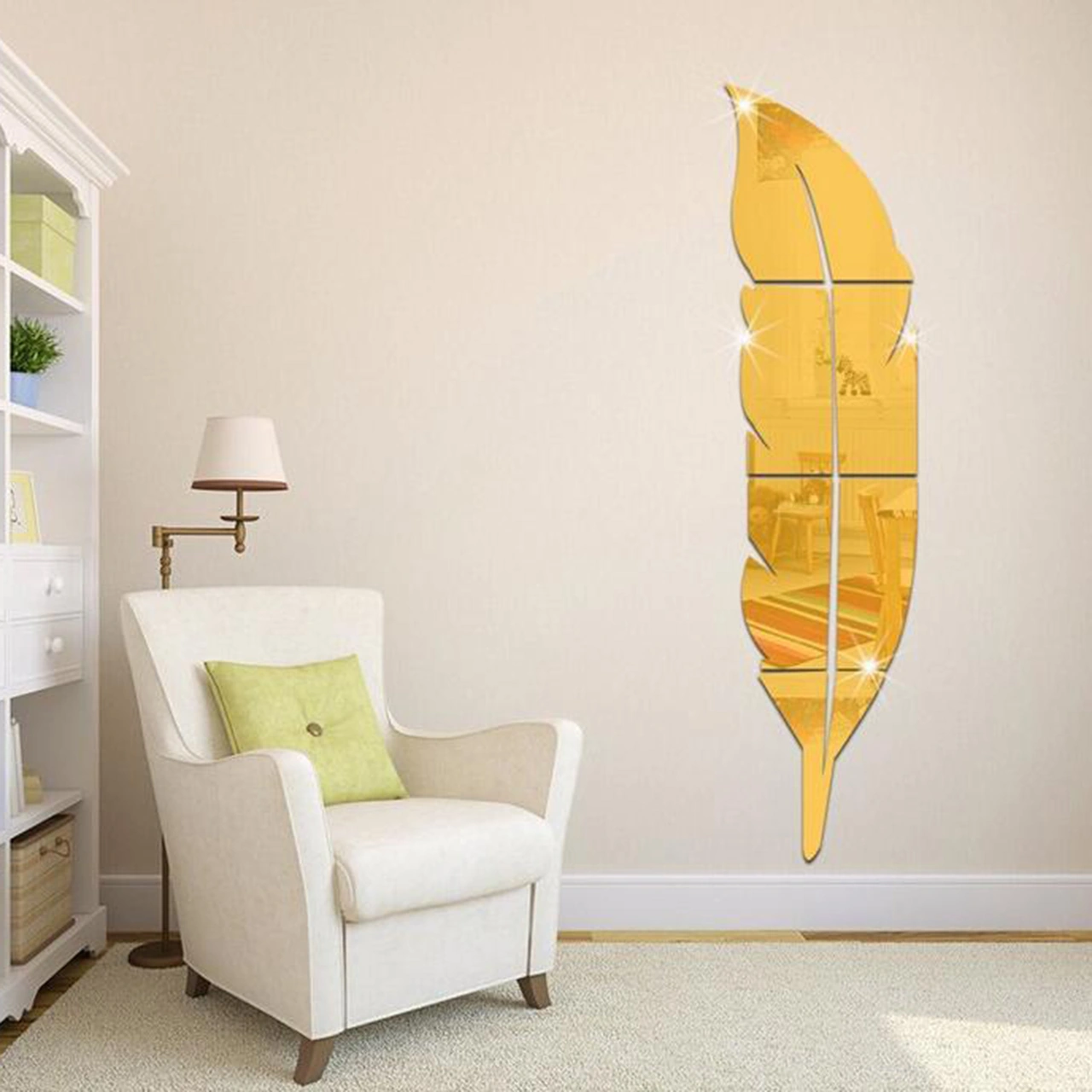 Fosenze Büyük Boy Altın Renkli Plastik Duvar Sticker, Koruyucu Filmi Kaldırınca Parlak Ayna Efekti Verir 120 30cm Altın